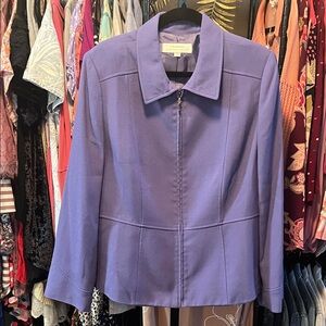 Tahari Purple Zip-Front Womens Blazer Jacket